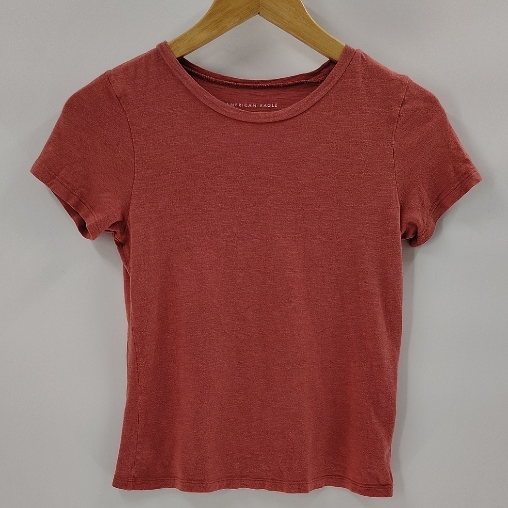 American Eagle AEO Crop Tee Size XS Pink Short Sleeve Stretch
